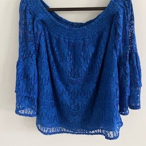 Lilly Pulitzer Cobalt Blue Lace Blouse